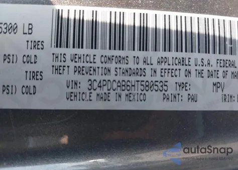 2017 Dodge Journey Se from USA, damaged, VIN 3C4PDCAB6HT580535